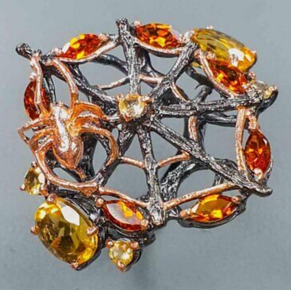 Citrine sterling Rosegold Spiderweb 🕸 ring sz8 - Picture 6 of 13
